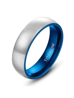 TIGRADE 4mm 6mm 8mm Titanium Ring Brushed Dome Wedding Band Comfort Fit Size 4-14.5