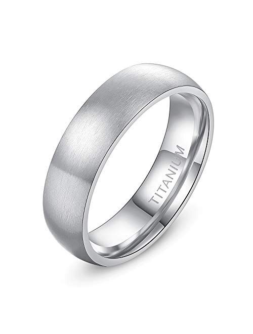 TIGRADE 4mm 6mm 8mm Titanium Ring Brushed Dome Wedding Band Comfort Fit Size 4-14.5