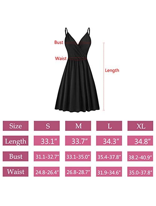 RAISEVERN Women's V Neck Dress Adjustable Spaghetti Strap Dresses Summer Hawaiian Flared Swing Dress