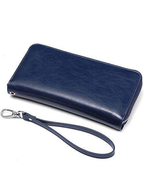 JEEBURYEE Wallets for Women RFID Blocking Leather Zip Around Wristlet Clutch Travel Purse