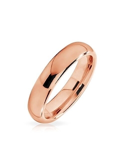 Basic Plain Simple Dome Couples Classic Black Rose Gold Plated Titanium 4MM Wedding Band Ring for Men Women Comfort Fit