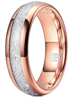 THREE KEYS JEWELRY 4mm 6mm 8mm Tungsten Wedding Ring Imitated Meteorite Rose Gold Polished Band