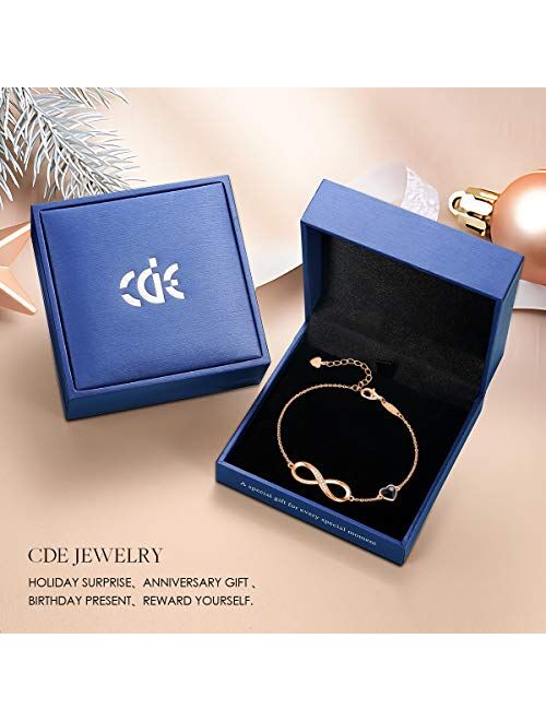 CDE Infinity Heart Symbol Charm Bracelet for Women 925 Sterling Silver Adjustable Christmas Jewelry Gift Birthday Gift for Mom Women Wife Girls Her