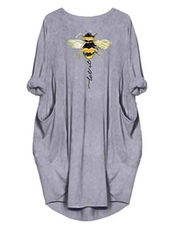 JiaMa Let it be Long Sleeve Loose Pocket Oversize Tunic Dress with Pockets