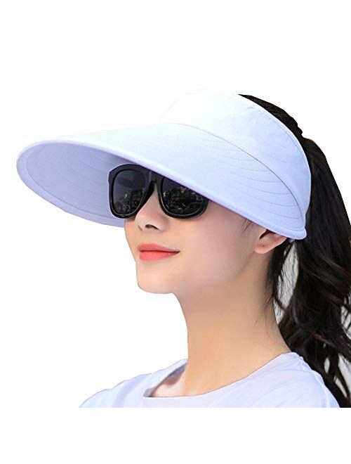 Sun Visor Hats Women Large Brim Summer UV Protection Beach Cap