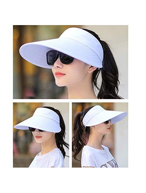 Sun Visor Hats Women Large Brim Summer UV Protection Beach Cap