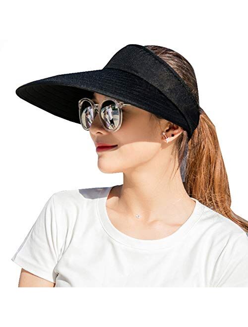 Sun Visor Hats Women Large Brim Summer UV Protection Beach Cap