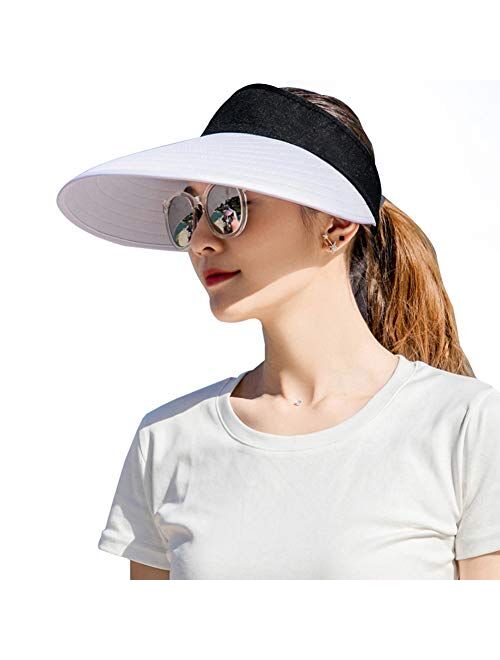 Sun Visor Hats Women Large Brim Summer UV Protection Beach Cap