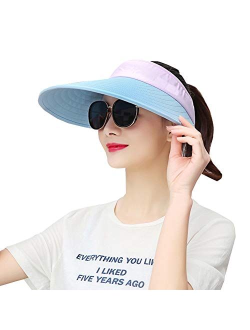 Sun Visor Hats Women Large Brim Summer UV Protection Beach Cap