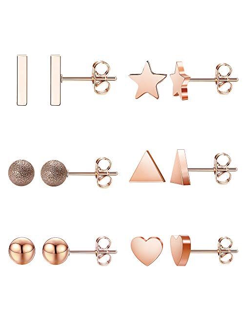 UHIBROS Stud Earrings, hypoallergenic Earrings for Girls Stainless Steel Cute Earring Jewelry Set