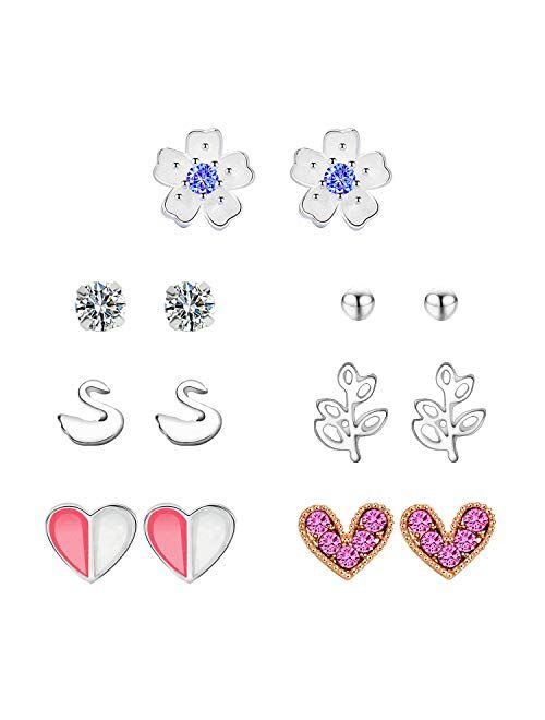 UHIBROS Stud Earrings, hypoallergenic Earrings for Girls Stainless Steel Cute Earring Jewelry Set