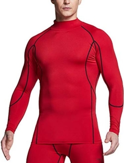 TSLA Men's Cool Dry Fit Mock Long Sleeve Compression Shirts, Athletic Workout Shirt, Active Sports Base Layer T-Shirt