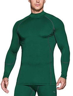 TSLA Men's Cool Dry Fit Mock Long Sleeve Compression Shirts, Athletic Workout Shirt, Active Sports Base Layer T-Shirt