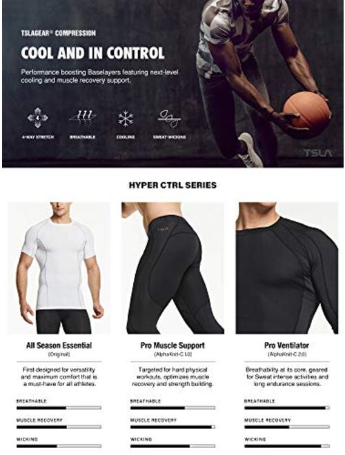 TSLA Men's Cool Dry Fit Mock Long Sleeve Compression Shirts, Athletic Workout Shirt, Active Sports Base Layer T-Shirt