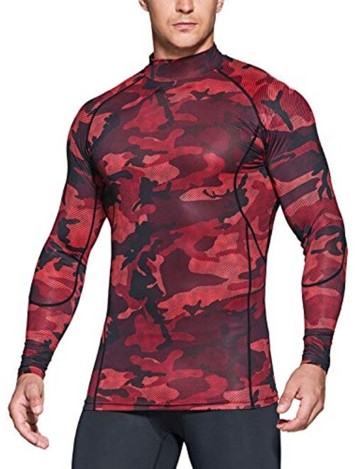 TSLA Men's Cool Dry Fit Mock Long Sleeve Compression Shirts, Athletic Workout Shirt, Active Sports Base Layer T-Shirt