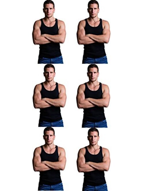 Andrew Scott Men's 6 Pack Big and Tall Man Extra Tall Long Color Tank Top A Shirt