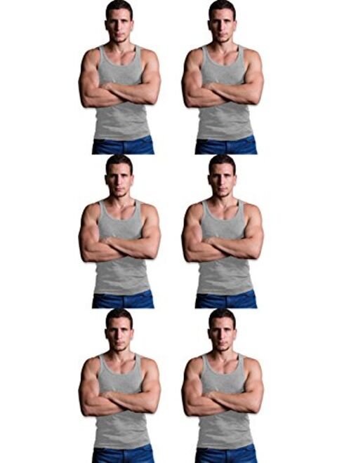 Andrew Scott Men's 6 Pack Big and Tall Man Extra Tall Long Color Tank Top A Shirt