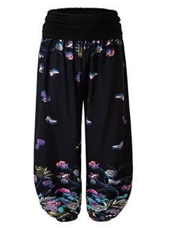 BAISHENGGT Women's Floral Print Elastic Waist Harem Pants