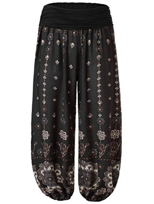 BAISHENGGT Women's Floral Print Elastic Waist Harem Pants