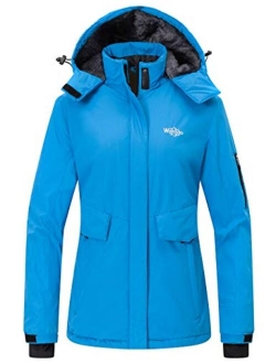 Wantdo Women's Waterproof Ski Jacket Warm Winter Coat Windproof Snow Coats Warm Fleece Raincoat