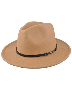 EINSKEY Womens Felt Fedora Hat, Wide Brim Panama Cowboy Hat Floppy Sun Hat for Beach Church