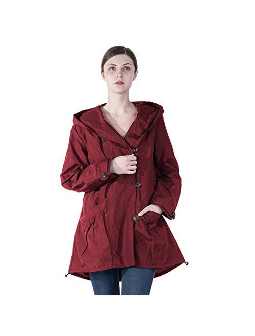 Infron IN FRONT Women Plus Size Elegant Hooded Single-Breasted Anorak Coat