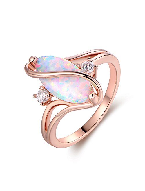 Barzel Rose Gold & White Gold Plated Created Ruby, White Fire Opal & Cubic Zirconia Accents Ring