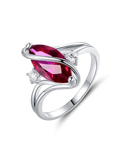 Barzel Rose Gold & White Gold Plated Created Ruby, White Fire Opal & Cubic Zirconia Accents Ring