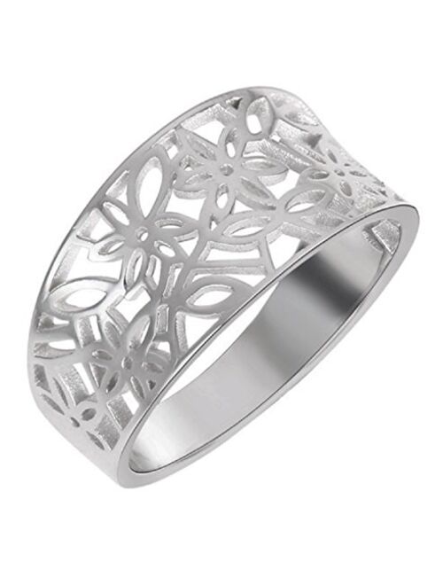 CloseoutWarehouse Sterling Silver Victorian Leaf Filigree Ring (Color Options)