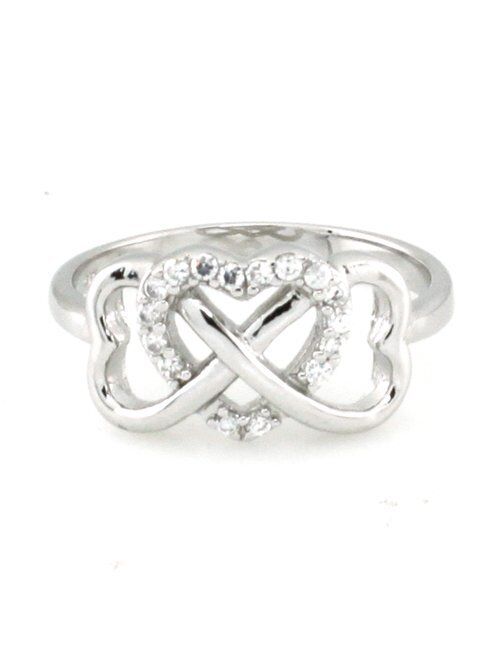 Metal Factory 925 Sterling Silver Cubic Zirconia Infinity & Heart Symbol CZ Wedding Band Ring