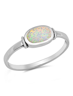 CHOOSE YOUR COLOR Sterling Silver Oval Ring