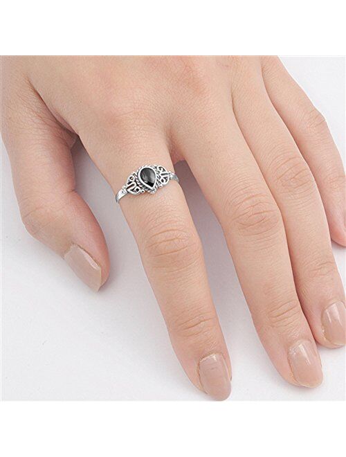 CHOOSE YOUR COLOR Sterling Silver Teardrop Ring