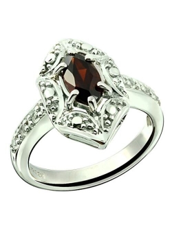 RB Gems Sterling Silver 925 Ring Genuine Gemstone Marquise Shape 0.70 Carat with Rhodium-Plated Finish