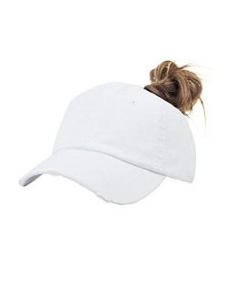 Eohak Ponytail Baseball Hat Distressed Retro Washed Cotton Twill