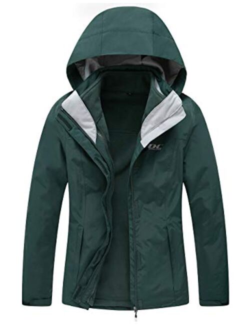 Diamond Candy Women's Winter Ski Jacket, 3-in-1 Warm Waterproof Coat with Windproof Fleece Liner