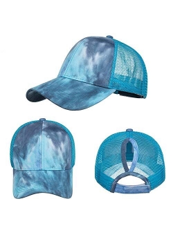 NeuFashionCrissCrossHatWashedDistressedGlitterMeshWomensBaseballCapDadHatPonytailHat for Women