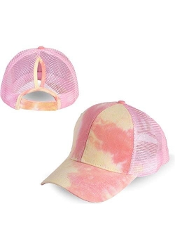 NeuFashionCrissCrossHatWashedDistressedGlitterMeshWomensBaseballCapDadHatPonytailHat for Women