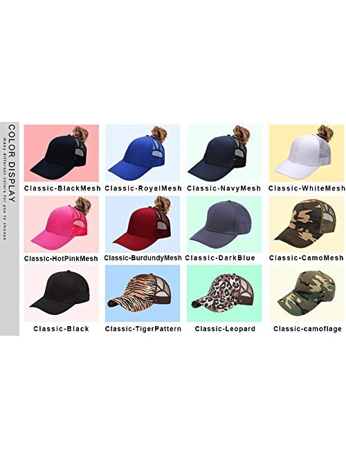 NeuFashionCrissCrossHatWashedDistressedGlitterMeshWomensBaseballCapDadHatPonytailHat for Women