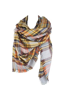 VIVIAN & VINCENT Women's Plaid Blanket Winter Scarf Warm Wrap Oversized Shawl Cape