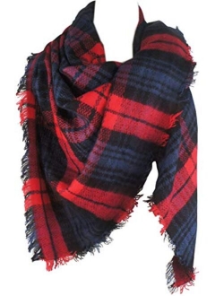 VIVIAN & VINCENT Women's Plaid Blanket Winter Scarf Warm Wrap Oversized Shawl Cape