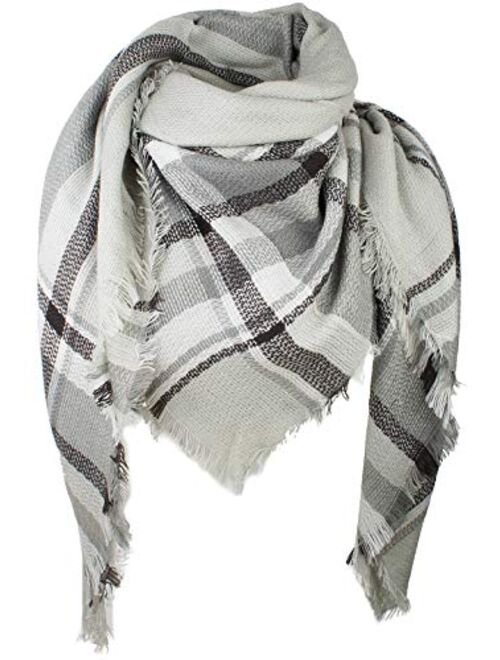 VIVIAN & VINCENT Women's Plaid Blanket Winter Scarf Warm Wrap Oversized Shawl Cape