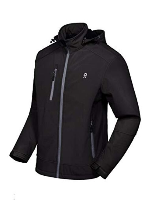 Little Donkey Andy Mens Softshell Jacket with Removable Hood, Fleece Lined and Water Repellent