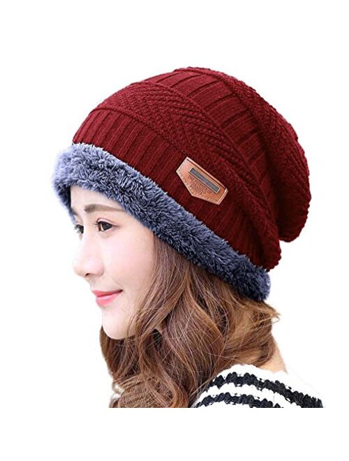 HINDAWI Womens Slouchy Beanie Winter Hat Knit Warm Snow Ski Skull Outdoor Cap