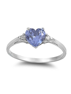 CHOOSE YOUR COLOR Sterling Silver Heart Promise Ring