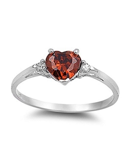 CHOOSE YOUR COLOR Sterling Silver Heart Promise Ring