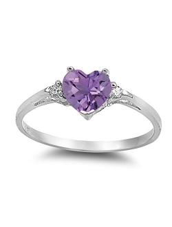 CHOOSE YOUR COLOR Sterling Silver Heart Promise Ring