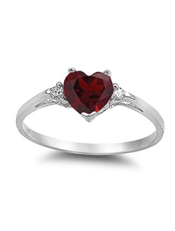 CHOOSE YOUR COLOR Sterling Silver Heart Promise Ring