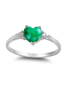 CHOOSE YOUR COLOR Sterling Silver Heart Promise Ring