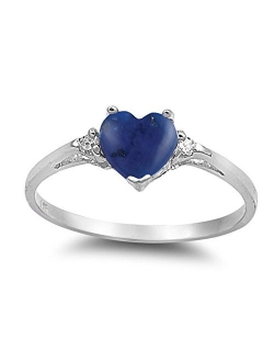 CHOOSE YOUR COLOR Sterling Silver Heart Promise Ring