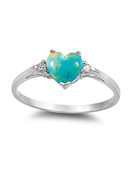 CHOOSE YOUR COLOR Sterling Silver Heart Promise Ring